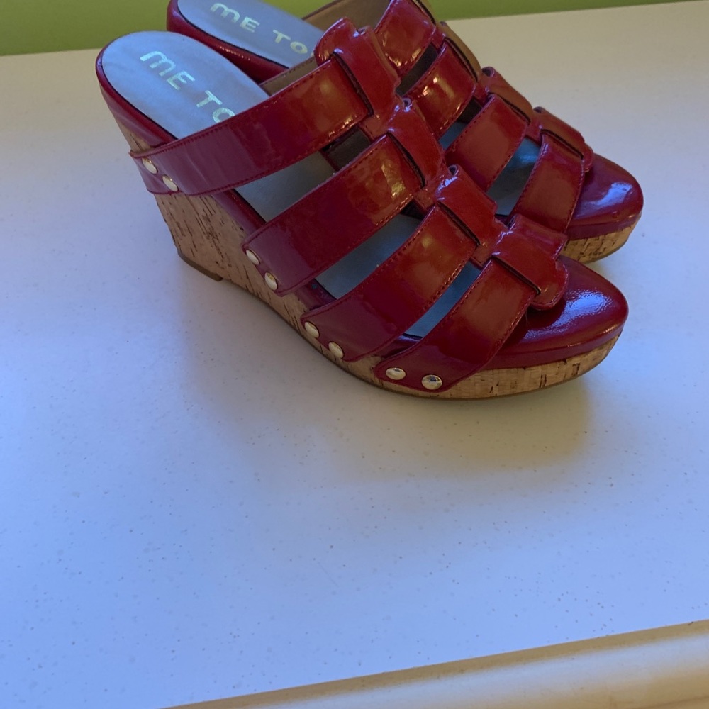 Red patent leather platform